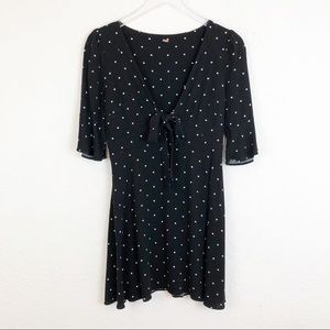 Free People | Black Polkadot Tie Front Dress Small